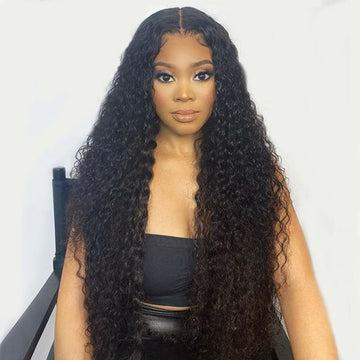 Queen Life Long Curly Wig 4x4 Lace Closure Wig Brazilian Human Hair Wigs Pre-Plucked with Baby Hair